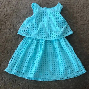 Cherokee girls aqua sundress dress 5t eyelet